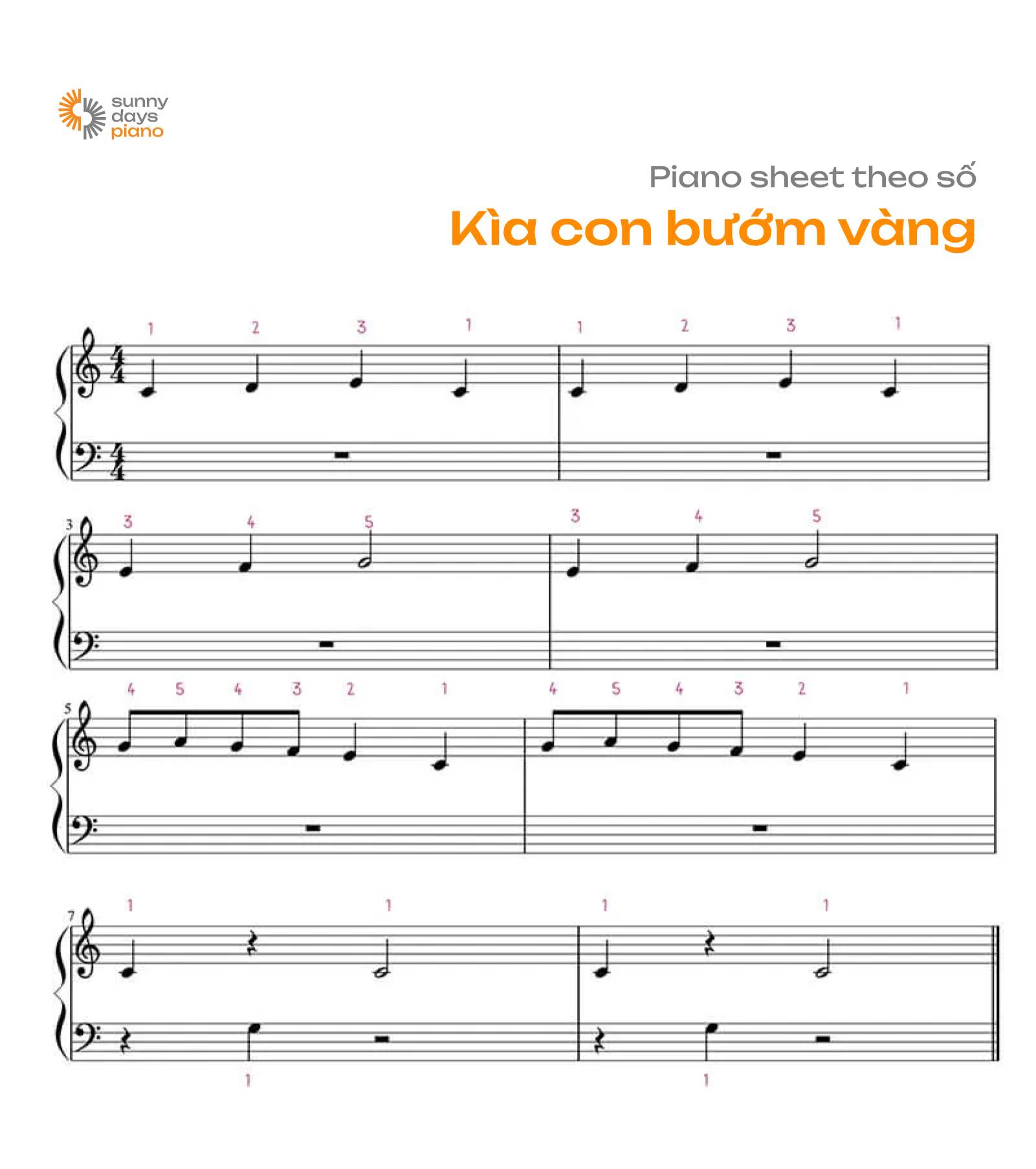 Bản nhạc piano cho người mới học được ưa chuộng - kìa con bướm vàng