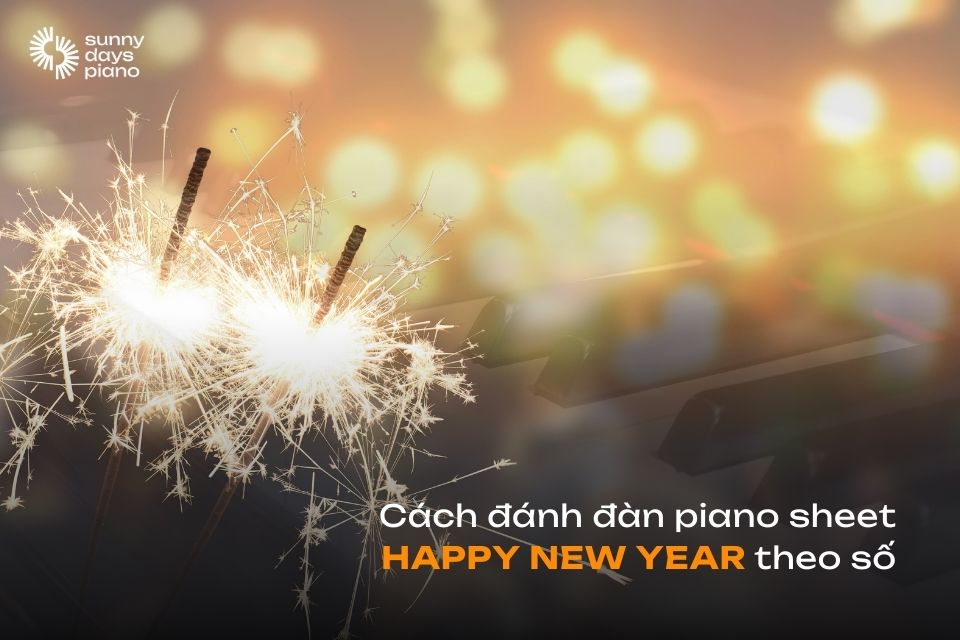 Hợp âm, nốt, cách đánh đàn piano sheet happy new year theo số