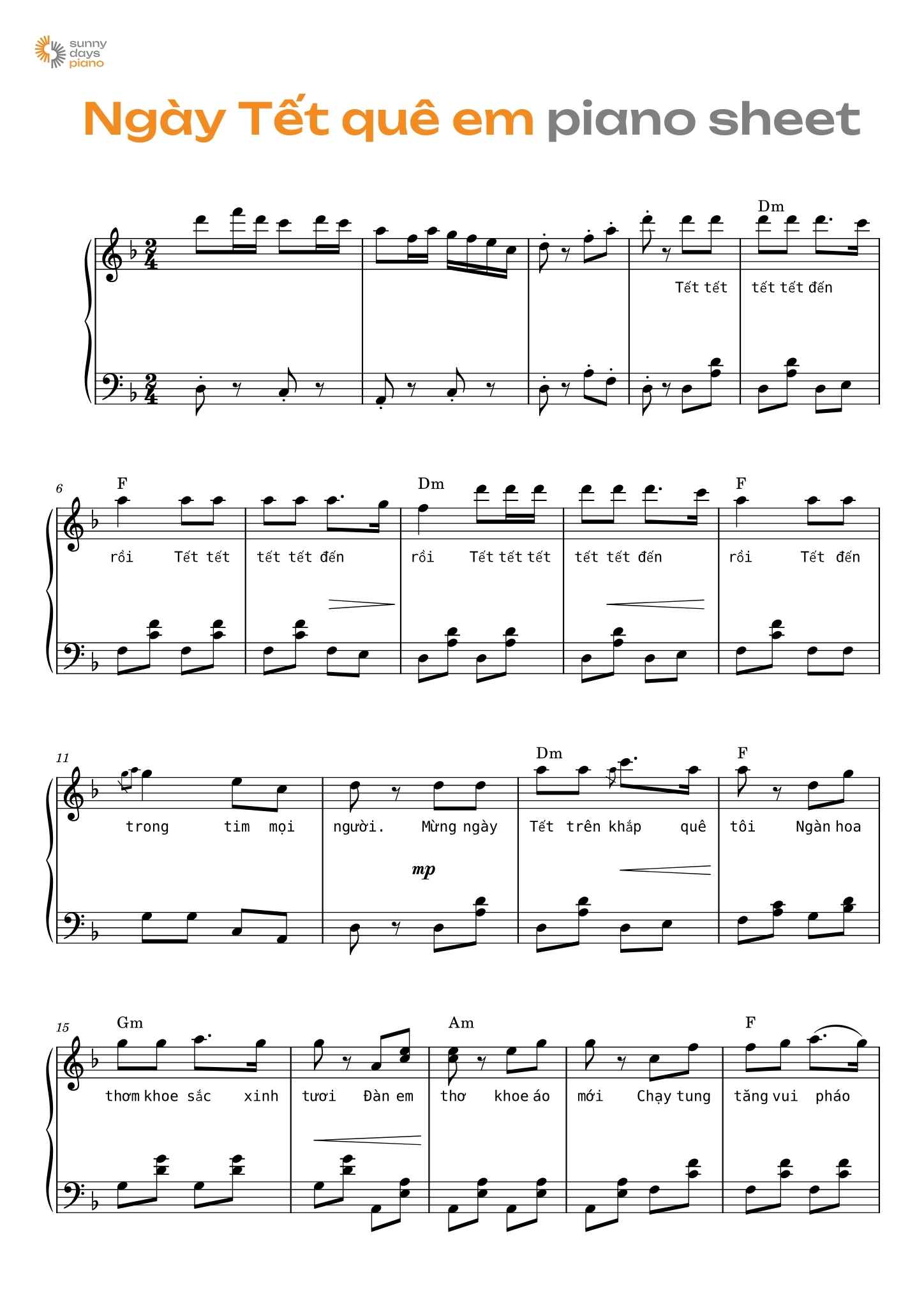 Piano sheet nhạc xuân “Ngày Tết quê em” mang lại cảm xúc rộn ràng của ngày lễ hội