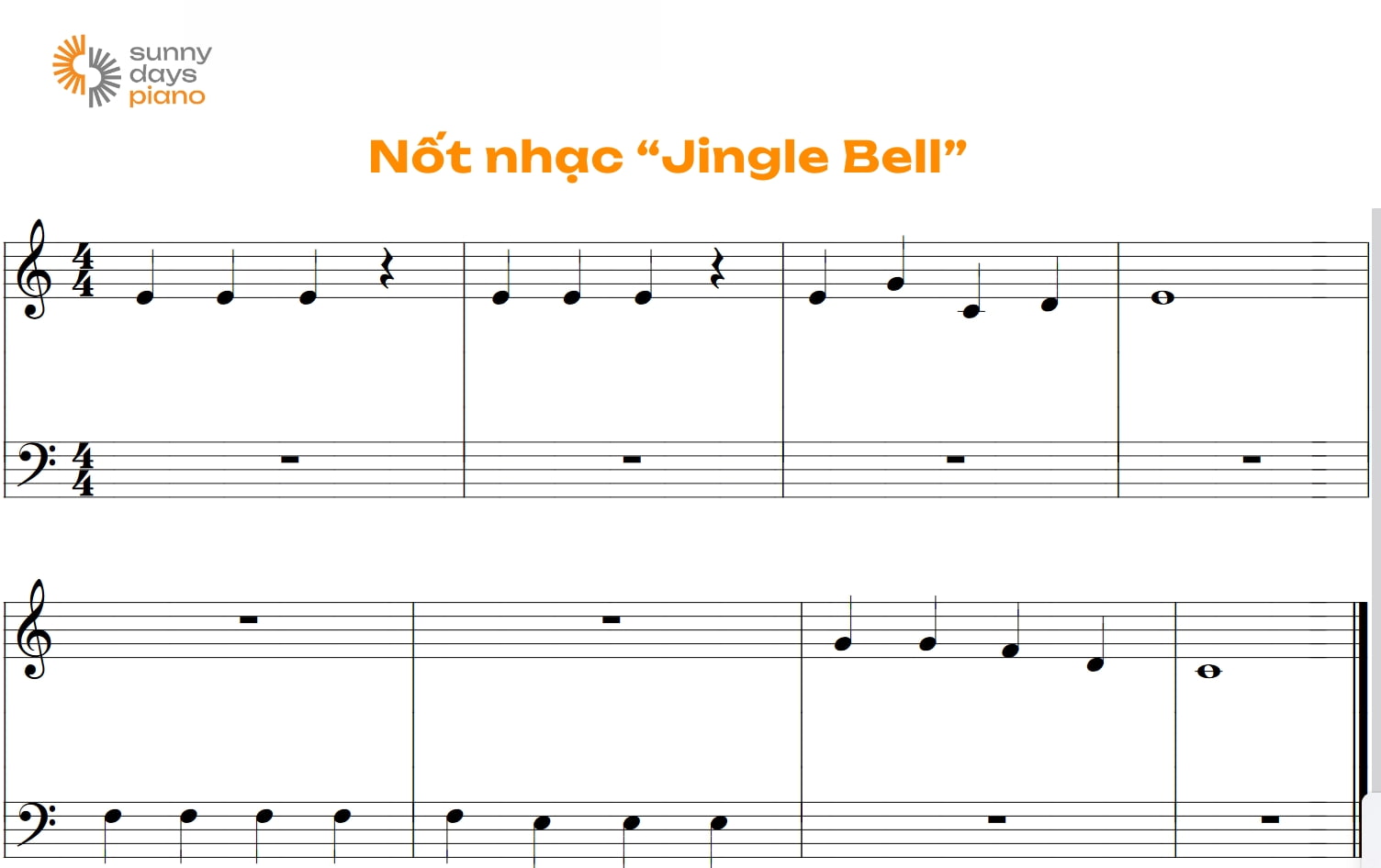 Nốt nhạc Piano bài Jingle Bell