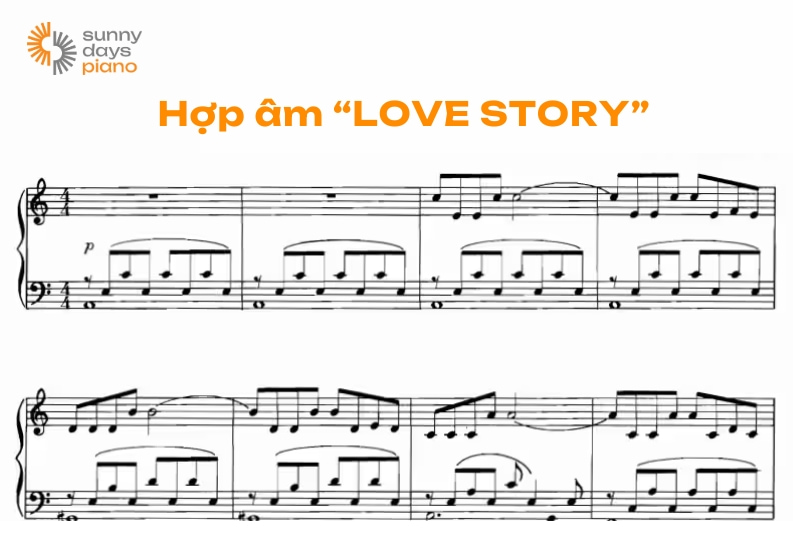 Bản nhạc piano có nốt nhạc Love Story