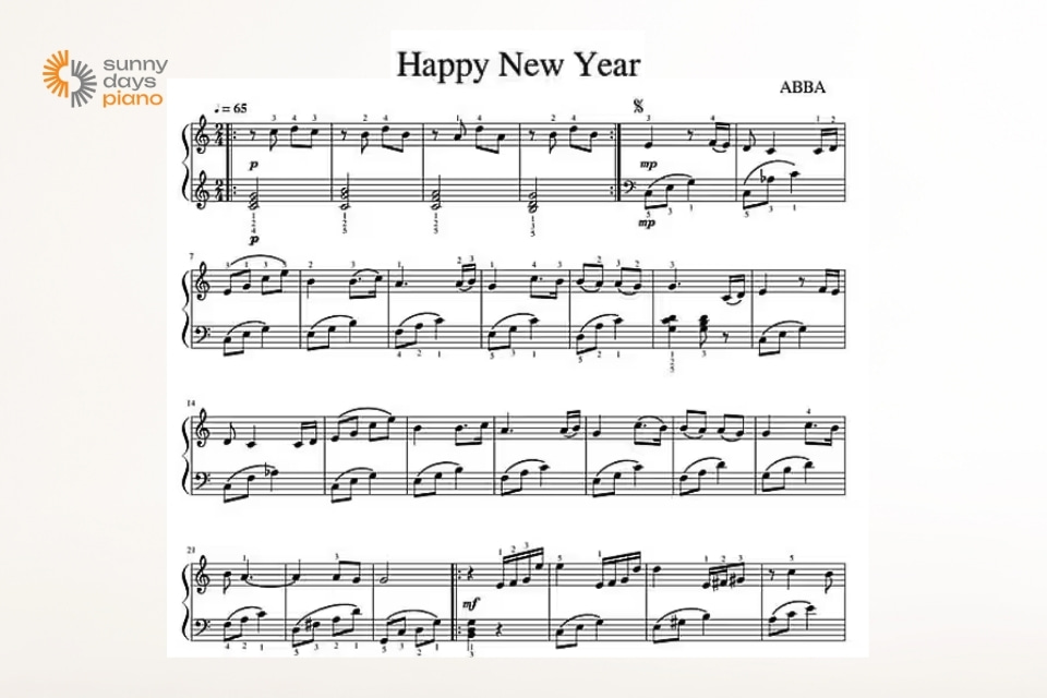 Cách đánh đàn piano theo số bài happy new year