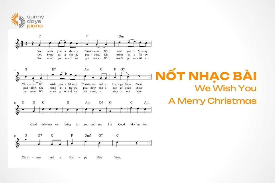 Nốt nhạc bài we wish you a merry christmas