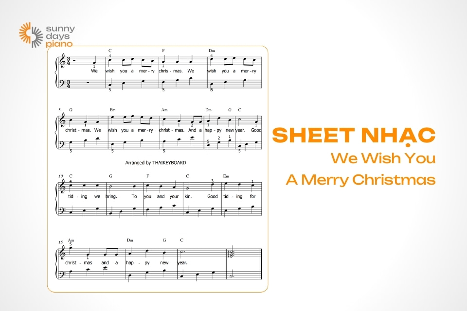 Sheet nhạc bản nhạc we wish you a merry christmas theo số